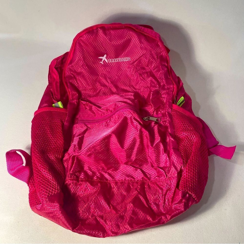 Happy Travel bag lightweight compact travel backpack folds in zip pouch